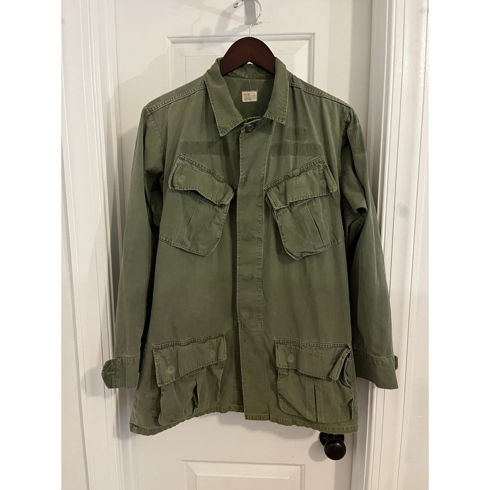 Vintage US Military Jungle Fatigue Jacket OG 107 Ripstop Poplin